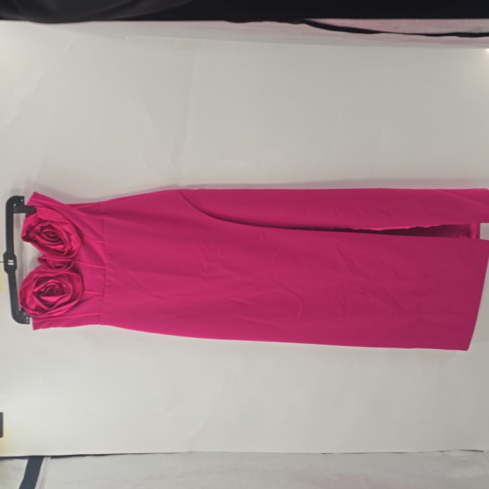 Monique Lhuillier Stella Rosette Corset  Fuchsia Strapless Gown - Picture 5 of 14